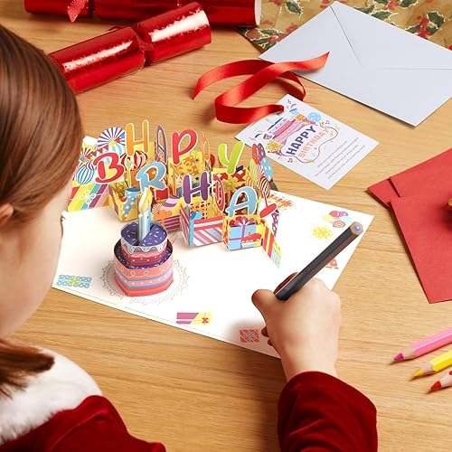 Miniatura 5 de Yinqing Tarjetas de regalo de cumpleaños número 10, tarjeta de feliz cumpleaños con luz y música, tarjeta de cumpleaños desplegable 3D con vela