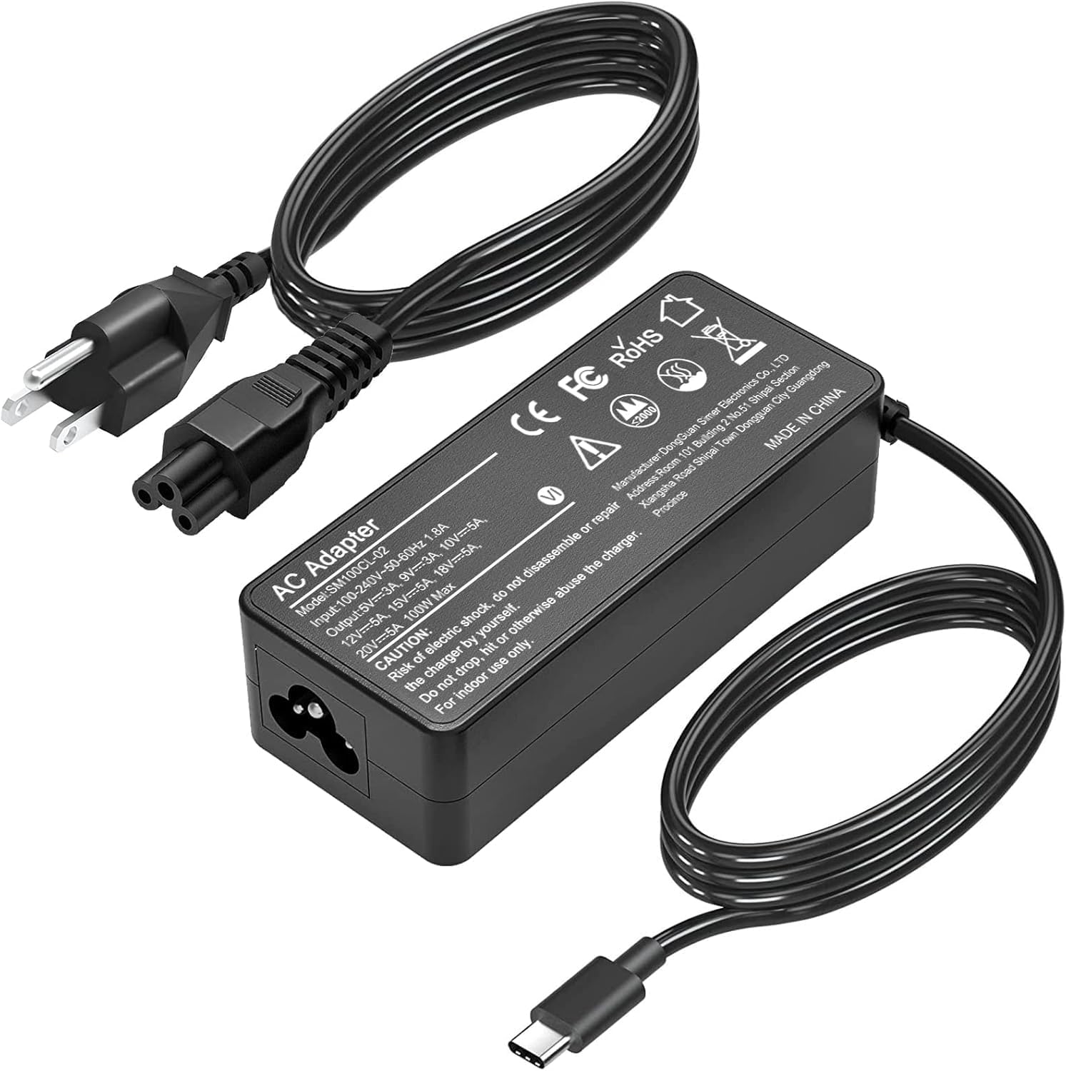 Product image of 100W Universal USB-C Power Adapter Fast Charger, Compatible with Mac Book Pro/Air 16, 15, 14, 13 Inch,Mac Book Air 13 Inch 2021 2020 2019 2018,HP, Dell, Lenovo (ELECBRAIN 100w usb c charger)