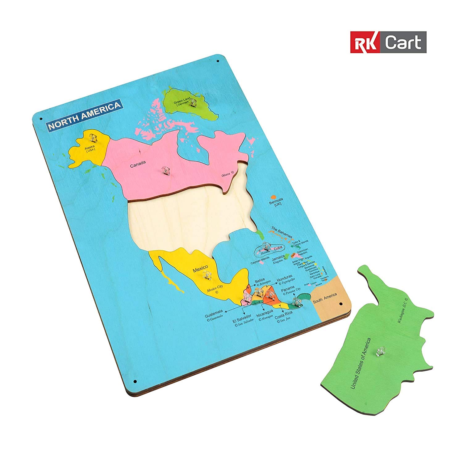 rk cart north america map wooden puzzle board for kids