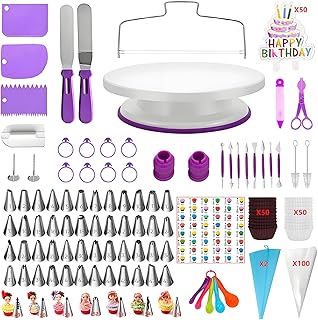 345 Pcs Cake Decorating Kit, with Cake Turntable,48 Numbered Icing Tips,...