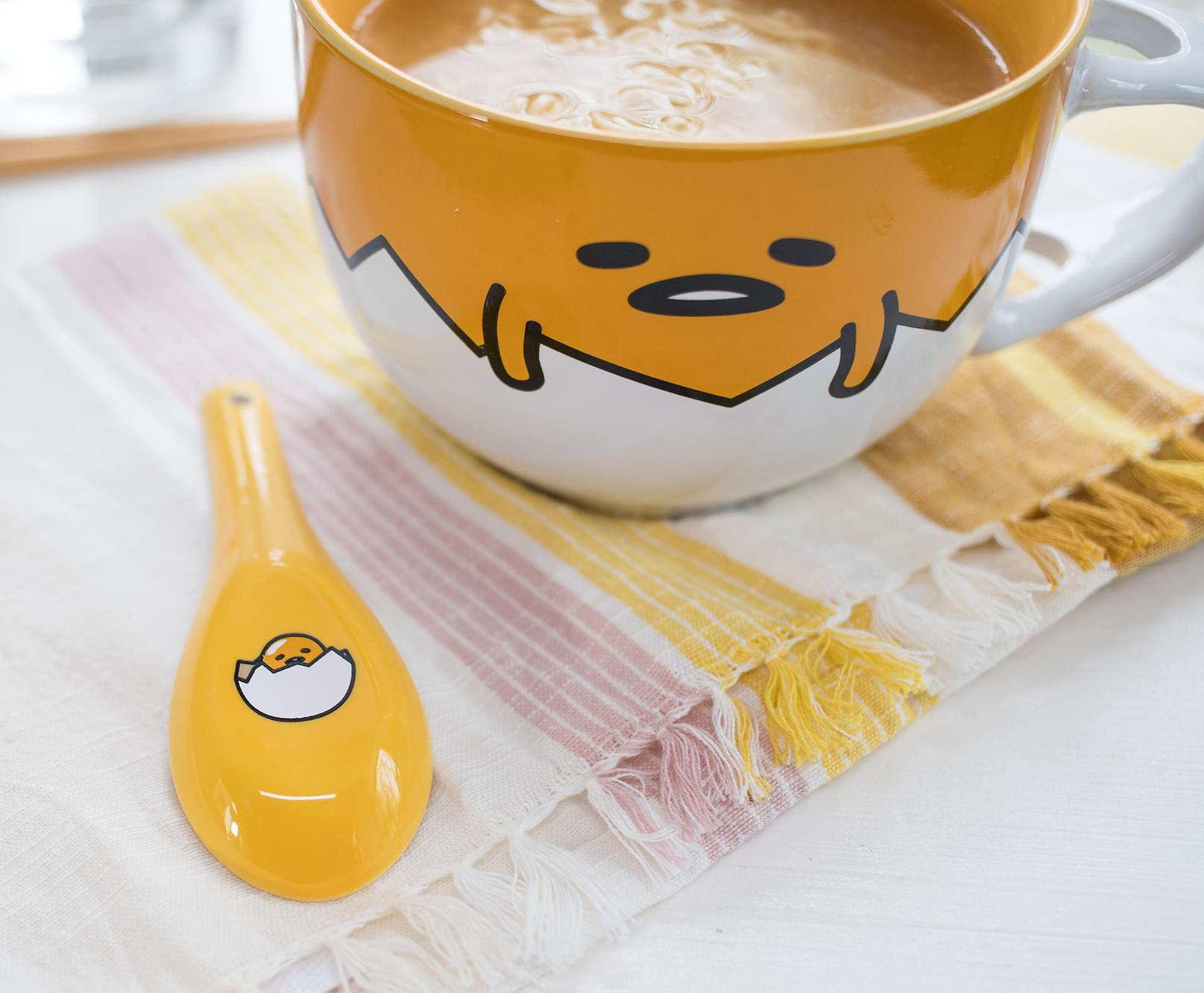 Silver Buffalo GUD20136B Sanrio Gudetama Suppentasse mit Löffel, Keramik, Gelb