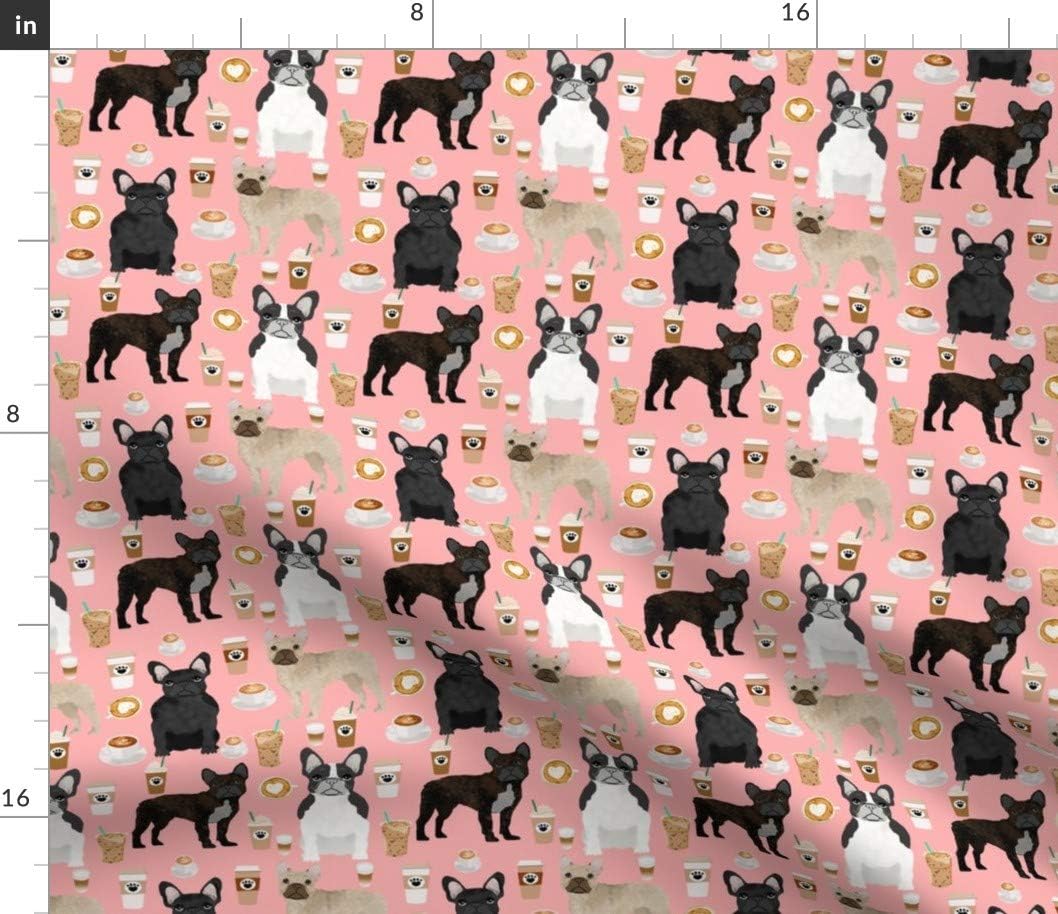 Spoonflower Fabric - French Bulldogs Coffee Cute Frenchies Best Bulldog Frenchie Dog Dogs & Printed on Petal Signature Cotton Fabric by The Yard - Sewing Quilting Apparel Crafts Decor
