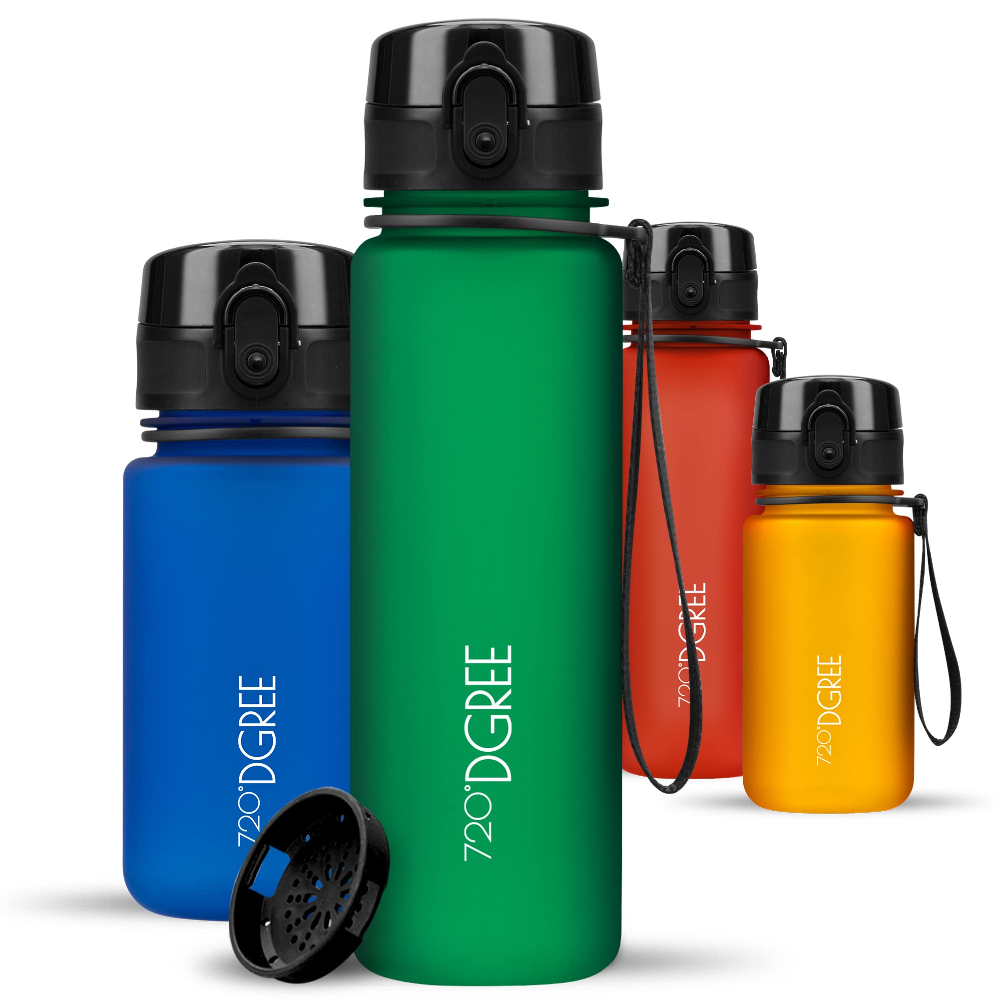 720°DGREE Water Bottle Kids 500ml “uberBottle“ softTouch +Sieve - BPA-Free Tritan, Leakproof, Reusable Drinking Bottle - Waterbottle for Children, School, Playground, Boys, Girls, Handbag, Sport, Bike — image 1