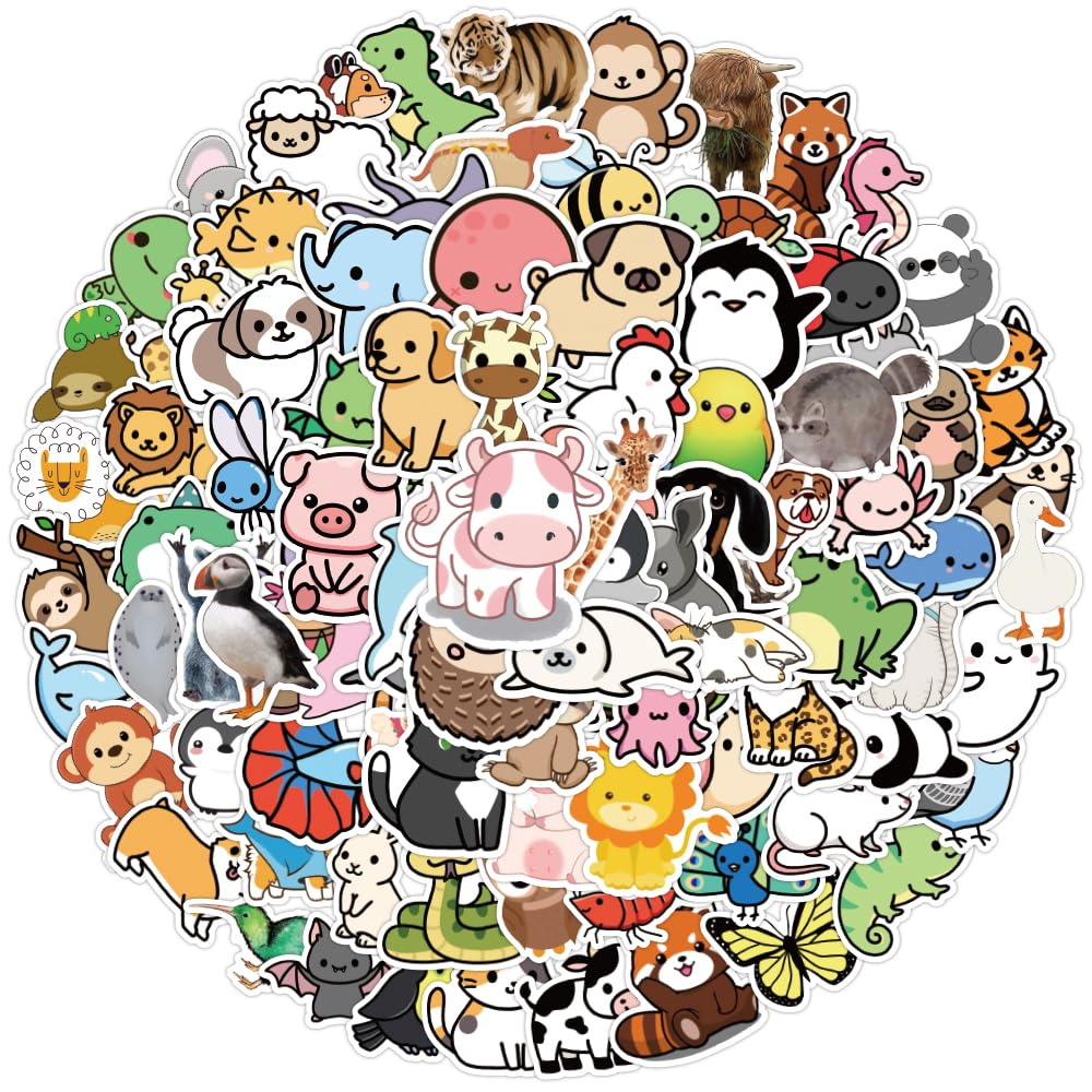 Animal Stickers Pack,105PCS Cute Animal Stickers, Water Bottle Stickers,Waterproof Vinyl Stickers for,Laptop,Skateboard,Phone,Guitar,Cars,Bumper,