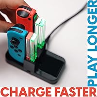 Vista 6 de TALK WORKS Charging Dock Station Compatible with Nintendo Switch Joy-Con + OLED - Charger Base, Remote Accessories Docking Station for 4 Controllers