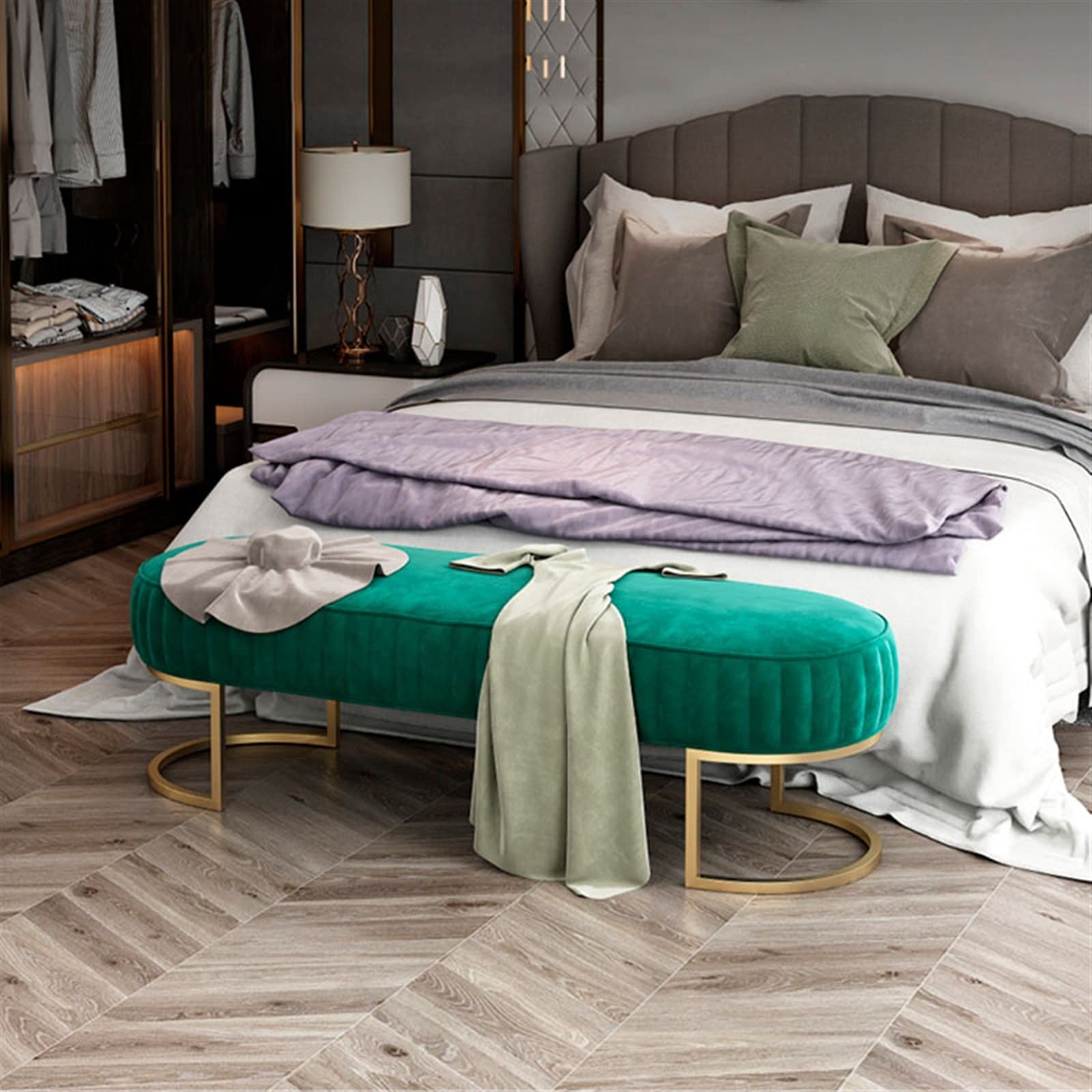 Fluwelen Slaapkamer Bench Zachte Ottomaanse Kruk voor Woonkamer Hal Meubels Einde van Bed Sofa Kruk met Schoen Veranderen Bank Functie