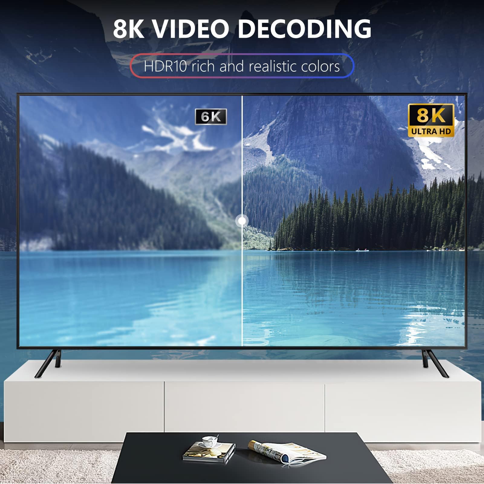 Android 13 TV Box, RK3528 Quad-Core 4GB RAM 64GB ROM 8K HD 2.0 Dual Band WiFi Bluetooth 5.0 Media Player