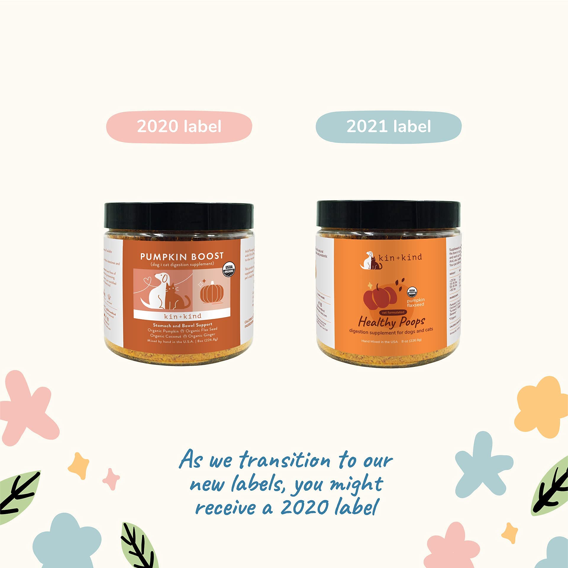 kin+kind Organic Fiber for Dogs & Cats Pumpkin Boost for Healthy