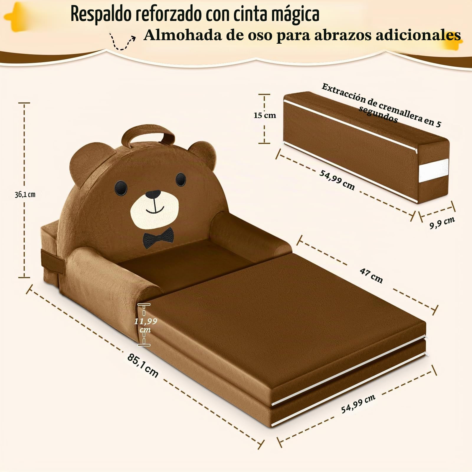 Sofá Infantil, 2 en 1 Silla Plegable para niños, 150cm Suave sofá de Terciopelo de Cristal para los niños pequeños para el Dormitorio, Sala de Estar