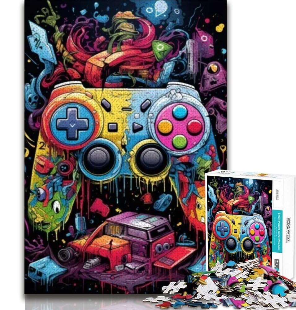 1000 Piece Jigsaw Puzzle for Adults And Teenagers Game Controller Puzzles for Teenagers,with Matching Poster And Trivia Sheet for Ages 14+ 38x26cm