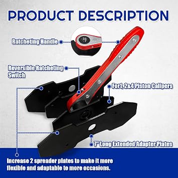 Brake Caliper Compression Tool,Caliper Piston Compressor Tool with Extra 2PCS Large Plates 1.57-2.95 for Disc Brake Pad Spreader,Automotive Tools with 2 Caliper Hangers,Car Brake Repair