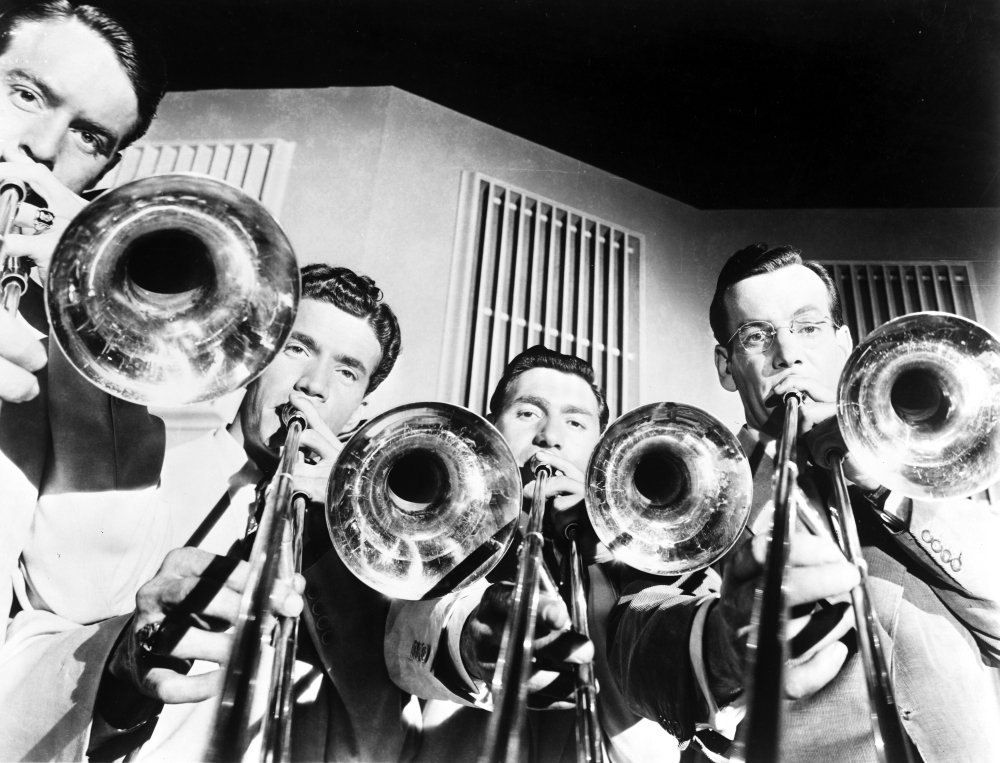 Glen Miller and band members playing instruments Photo Print (10 x 8)