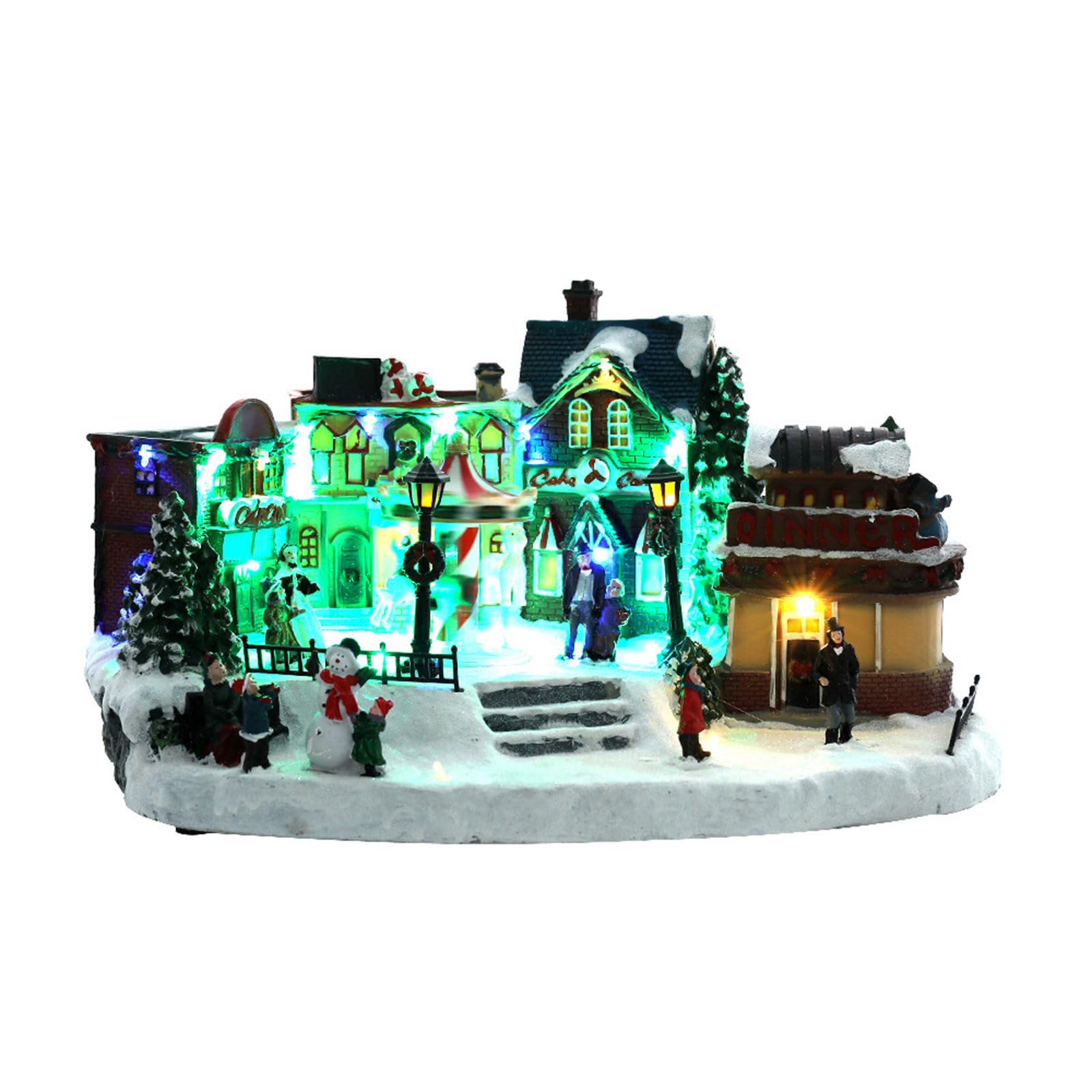 Jazuaiao Lighting Up Christmas Village Music Box for Kid Adult Birthday Present Illuminated Holiday Musical Table Decoration Carousel Music with Lights