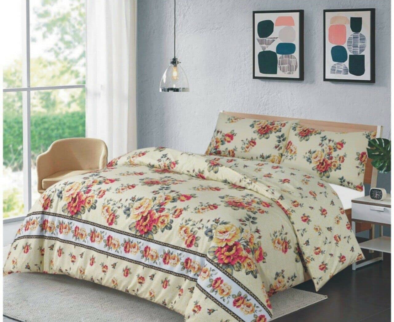 Luxury Printed Dyed Non Iron Polycotton Duvet Cover Set Single Double King Super King Size (Gorgian Rose Red, King) โ image 1