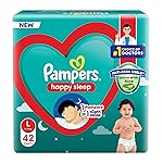 Pampers Happy Sleep Pant Style Baby Diapers, Large (L), 42 Count, 1 Pampers = 1 Night Sleep, with Anti Rash Shield, 9-14 Kg Diapers