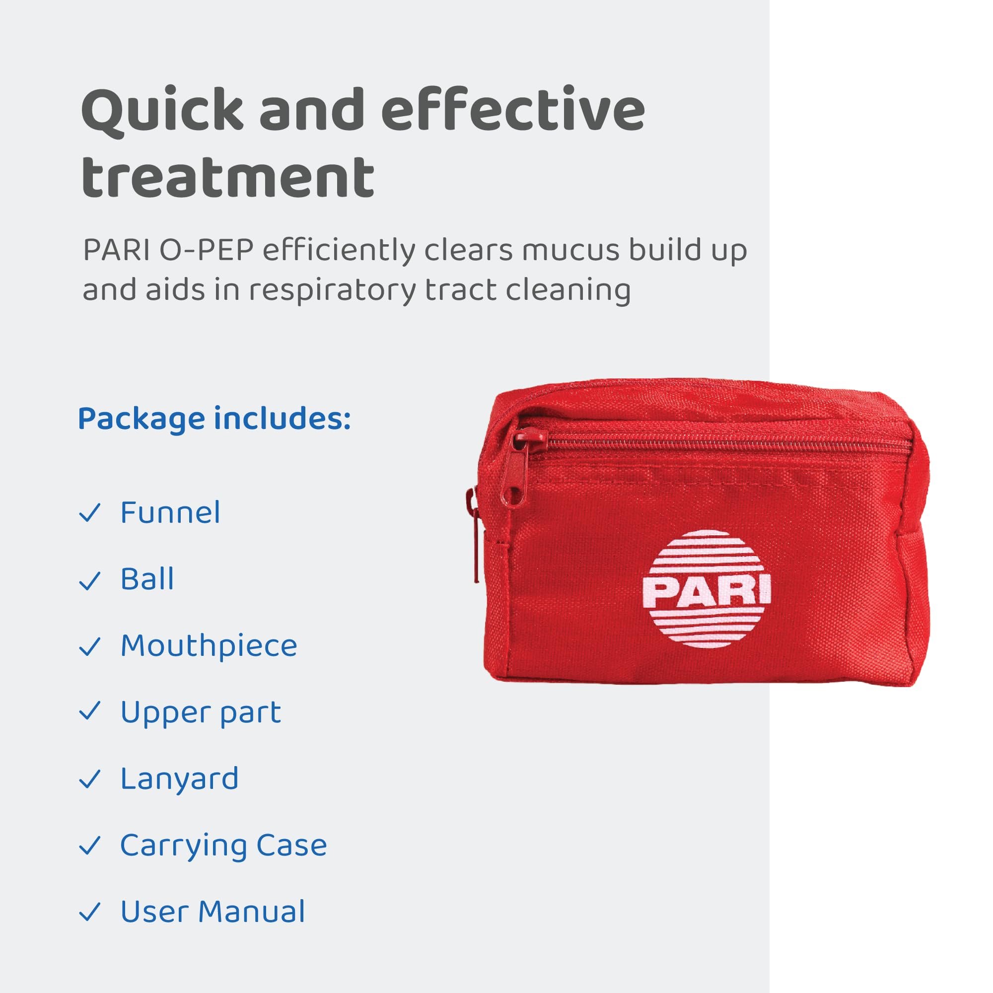 PARI O-PEP® - Atemtherapiegerät für Erwachsene & Kinder ab 5 Jahren | Zur Sekretmobilisierung, Stärkung der Atemwege und Reduzierung der Kurzatmigkeit. Inkl. Umhängeband Transporttasche