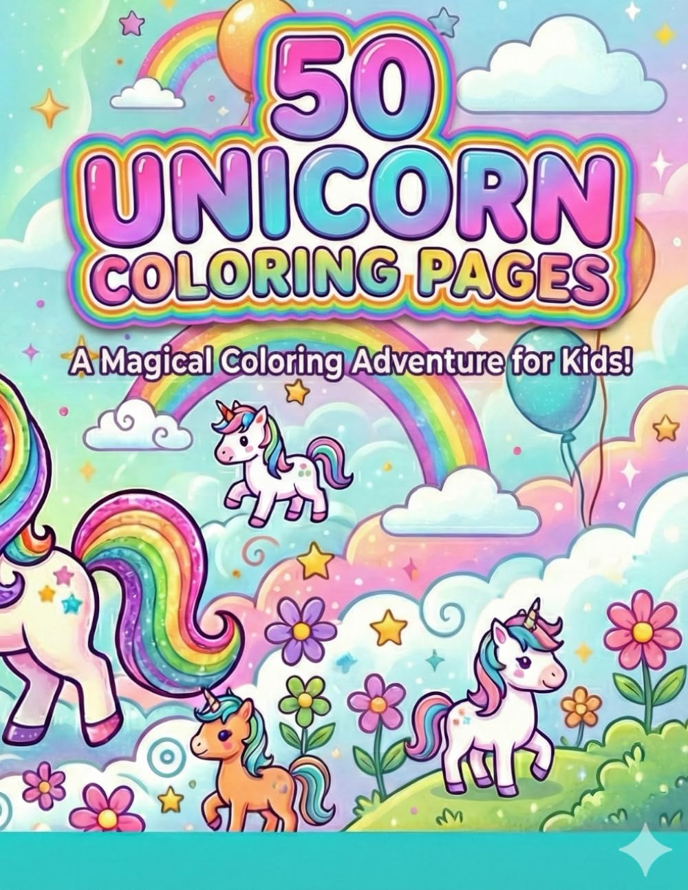 50 Unicorn Coloring Book: A Magical Coloring Adventure for Kids