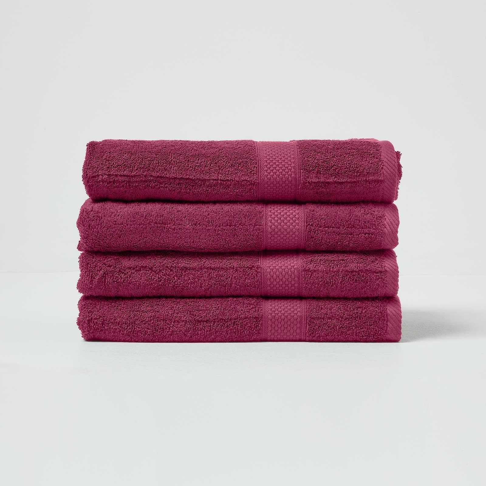 HOMESCAPES Burgundy Turkish Cotton Set of 4 Bath Towels Super Soft Thick & Absorbent 500 GSM Towel Heavy Weight for everyday Luxury
