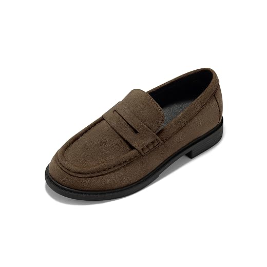 Haloumoning Boys Kids Slip-On Loafers Casual School Uniform Dress Shoes