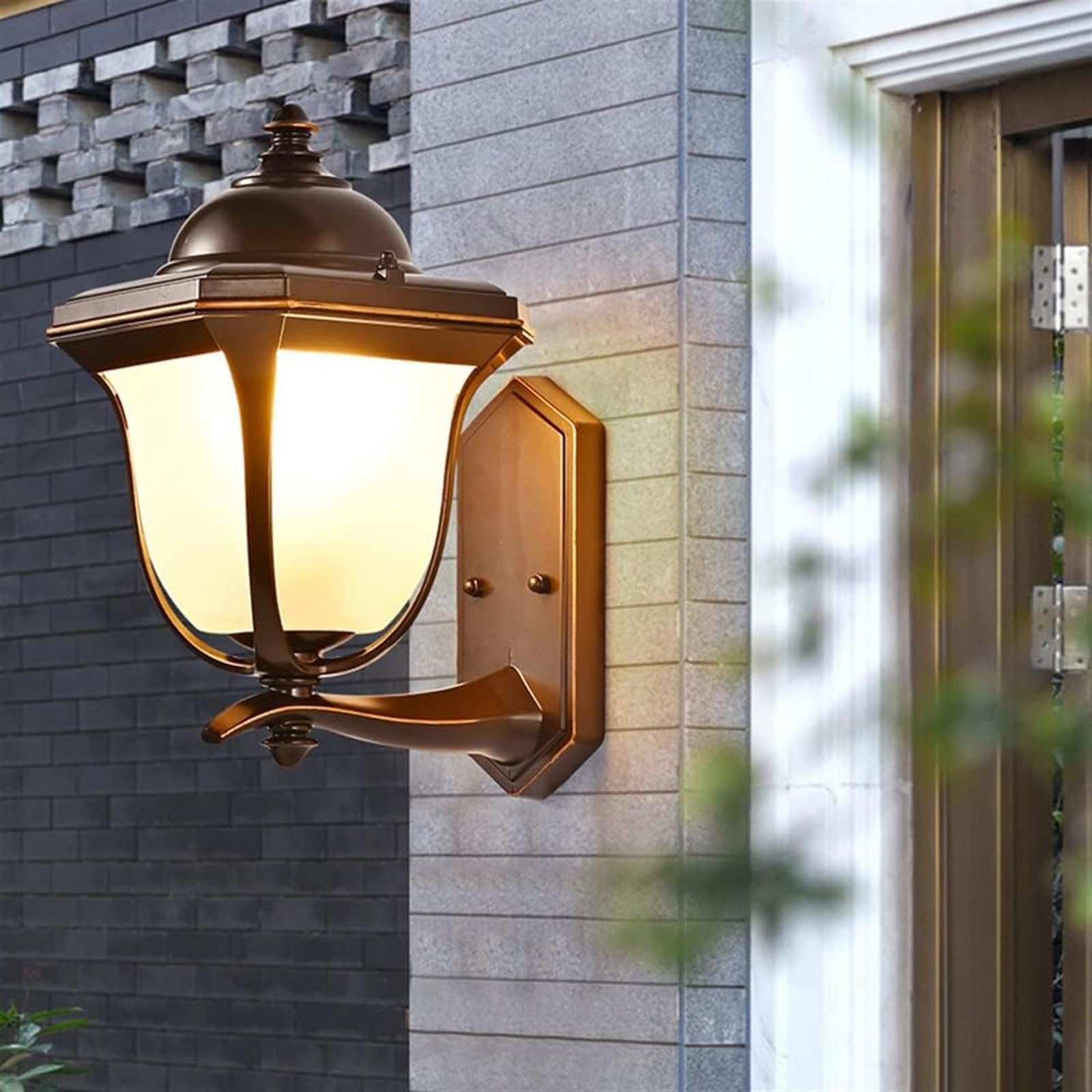 Applique Murale extérieure étanche Style rétro, Lampe Murale d'extérieur avec Abat-Jour en Verre pour Jardin, Porte d'entrée, terrasse, Garage