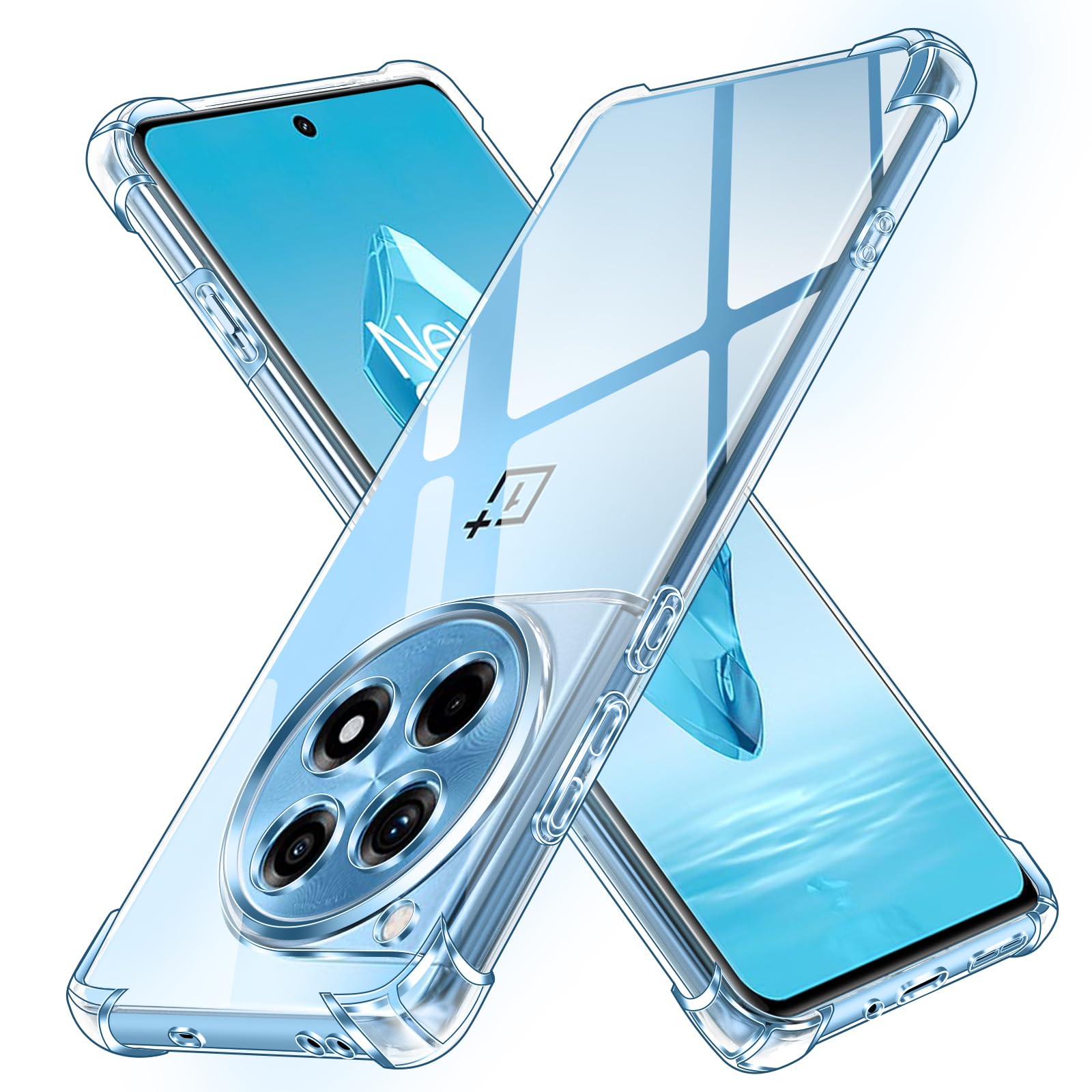 iVoler Cover per Oneplus 12R, Custodia Antiurto Trasparente per Assorbimento Degli Urti con Paraurti in TPU Morbido, Sottile Morbida in Silicone TPU Protettiva Case