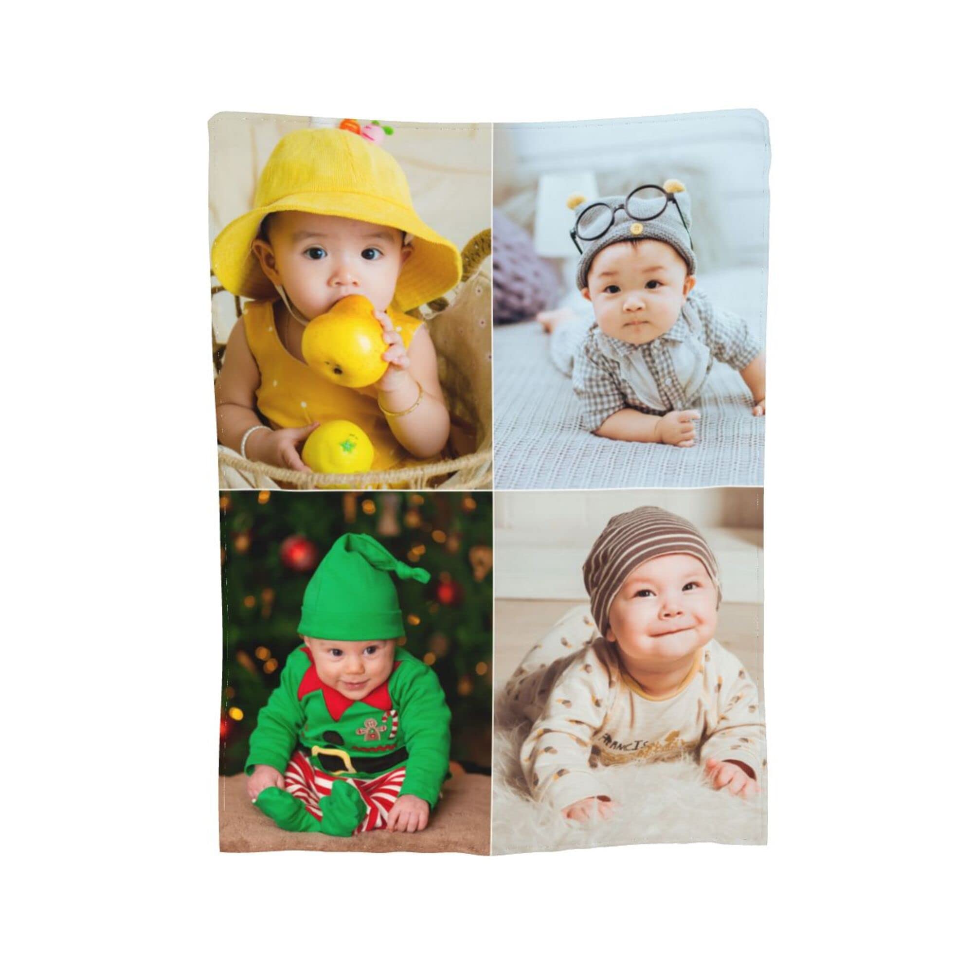 Customised Blankets with 4 Photos and Text, Made Your Blanket with Pictures, Design Your Own Flannel Throw Blanket, Personalised Gifts for Adults Kids Birthday Fathers Mothers Day