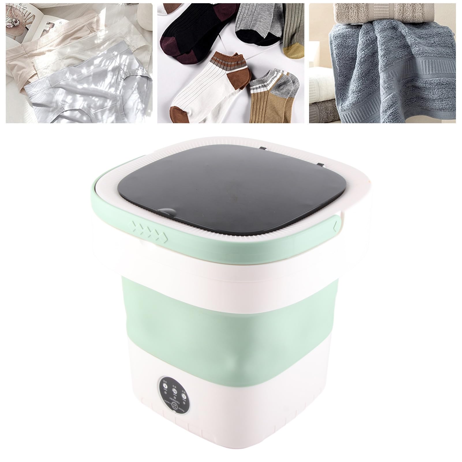 Mini Lavadora Plegable Mini Lavadora de Cubos Portátil -7.5L Mini Lavadora de Cubos Portátil Lavadora Portátil Plegable 100-240V Operación Completamente Automática para Tareas de