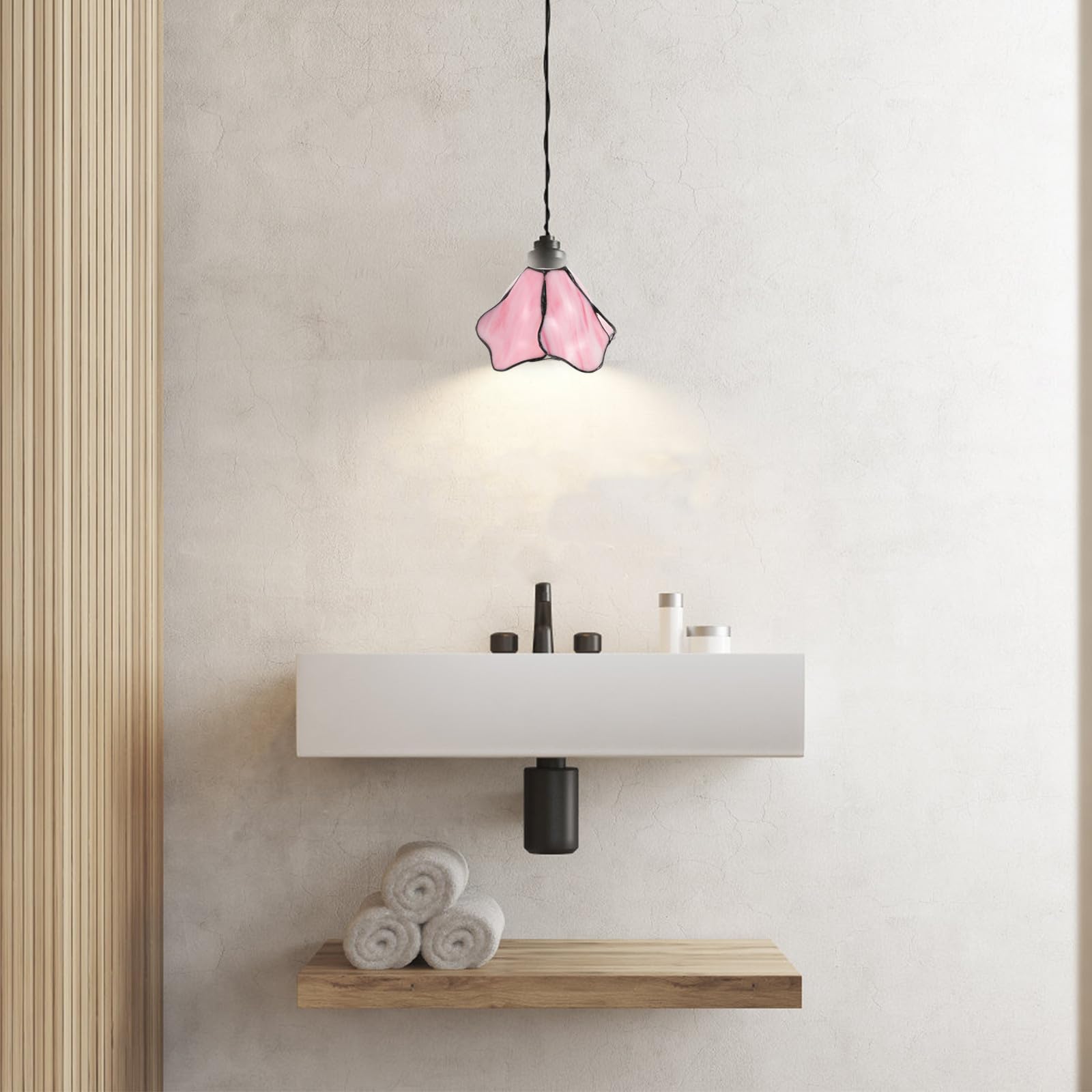 Toddmomy Pantalla en Forma de Loto para Lámpara de Cristal Rosa | Vidrio, Estilo Liso y Delicado, para Techo y Pared, Difunde la Luz y Protege el Punto Luminoso