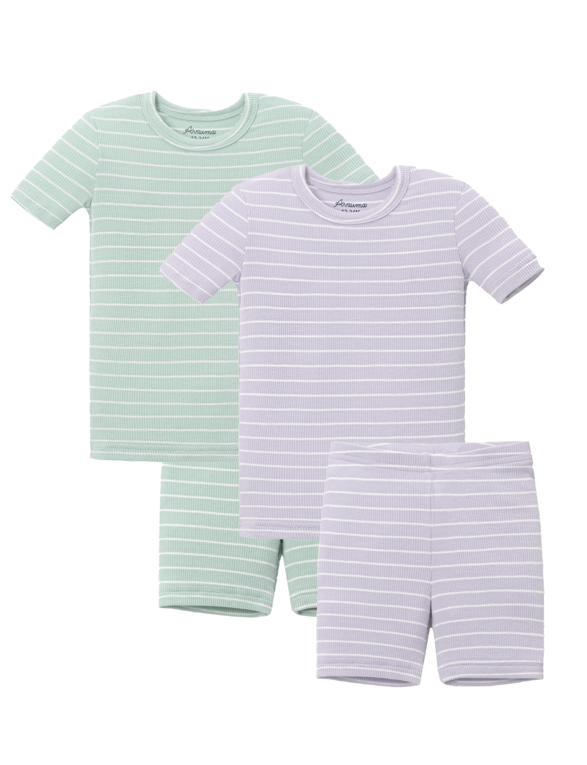 AVAUMA Stripe Pattern Baby Boys Girls Pajama Set Kids Toddler Snug fit Ribbed Sleepwear pjs for Daily Life Style