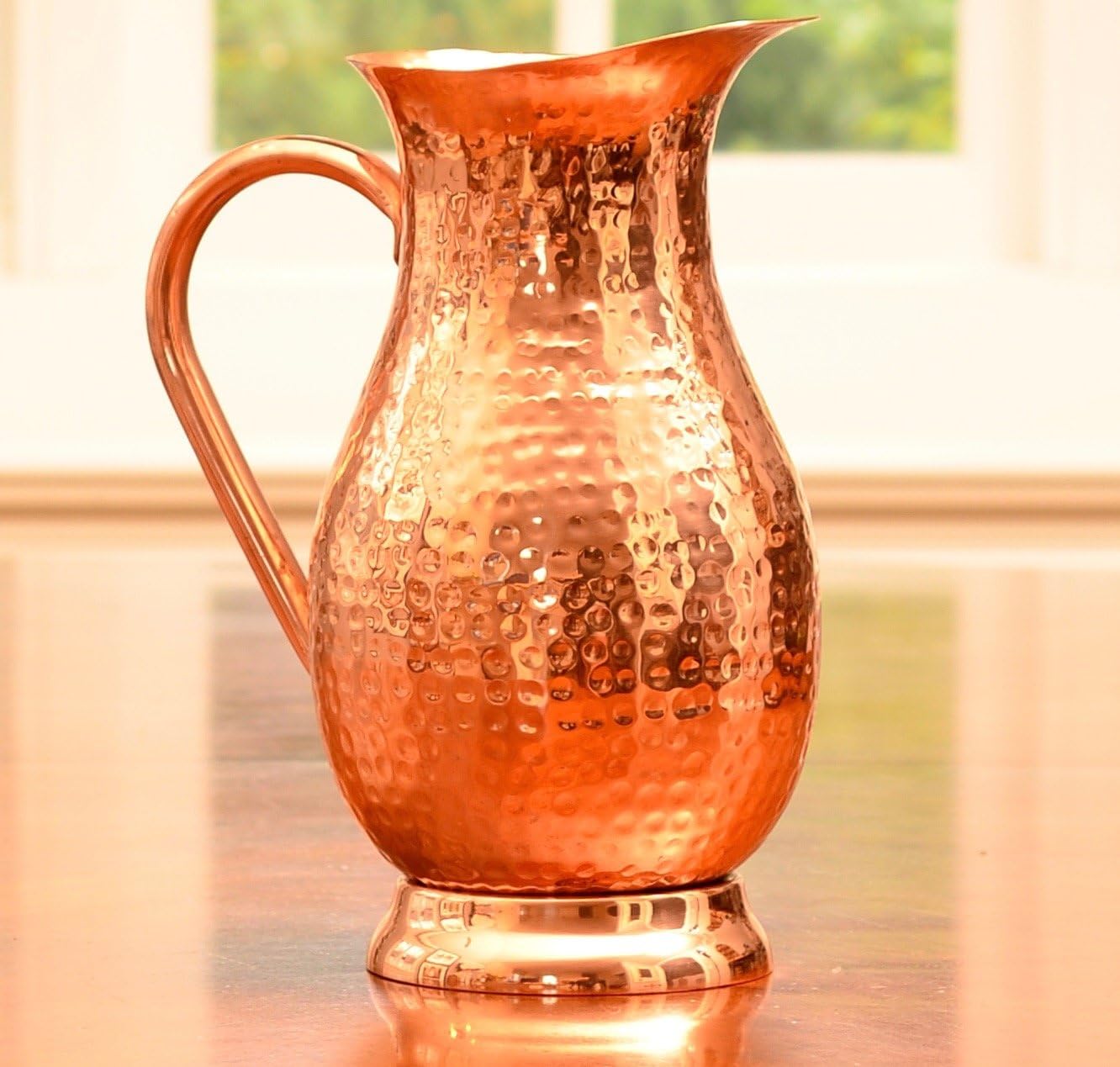 Pure Copper Pitcher - 70 fl oz, Hand Made Water Jug for Drinking | 100% Heavy Duty Copper, No Inner Liner | Ayurveda Health Benefits