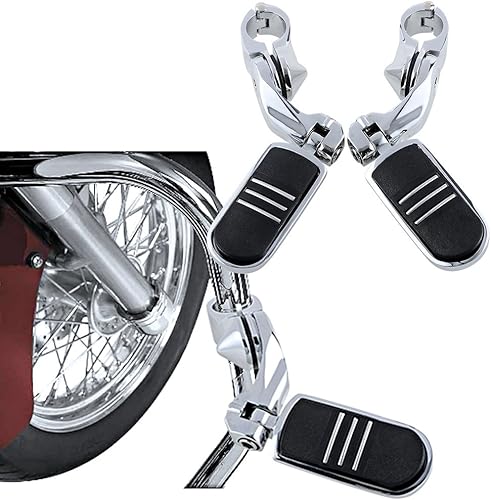Miniatura 8 de Astra Depot Estriberas cromadas izquierda derecha con reposapiés Streamliner compatible con protector de motor Harley 1 14" 1.260 in