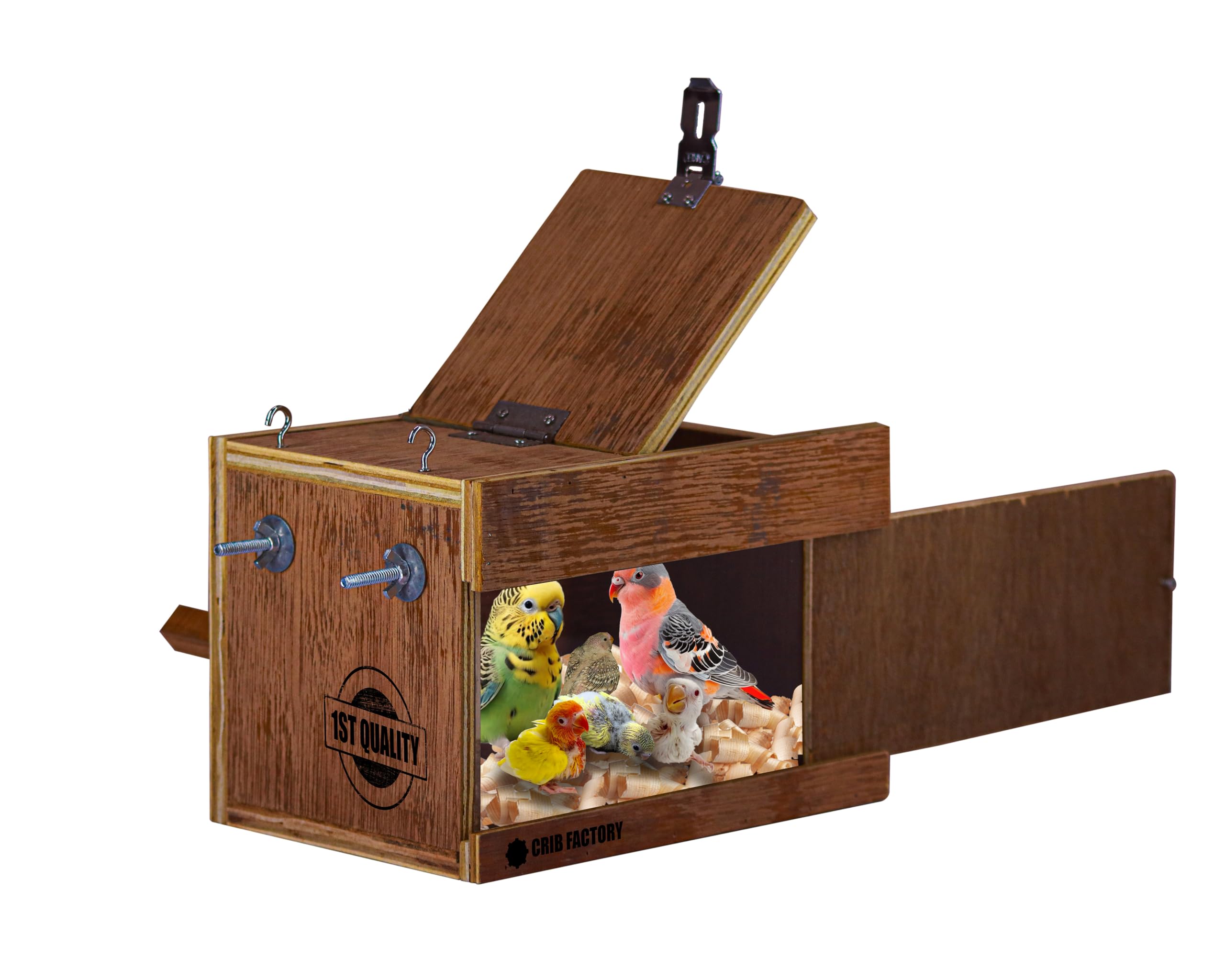 CRIBFACTORY | WOOODEN BREEDING Box for Budgies | ONE Side Transparent | 10x7x7 INCH (B0D5R74X8K) Amazon Price History, Amazon Price Tracker