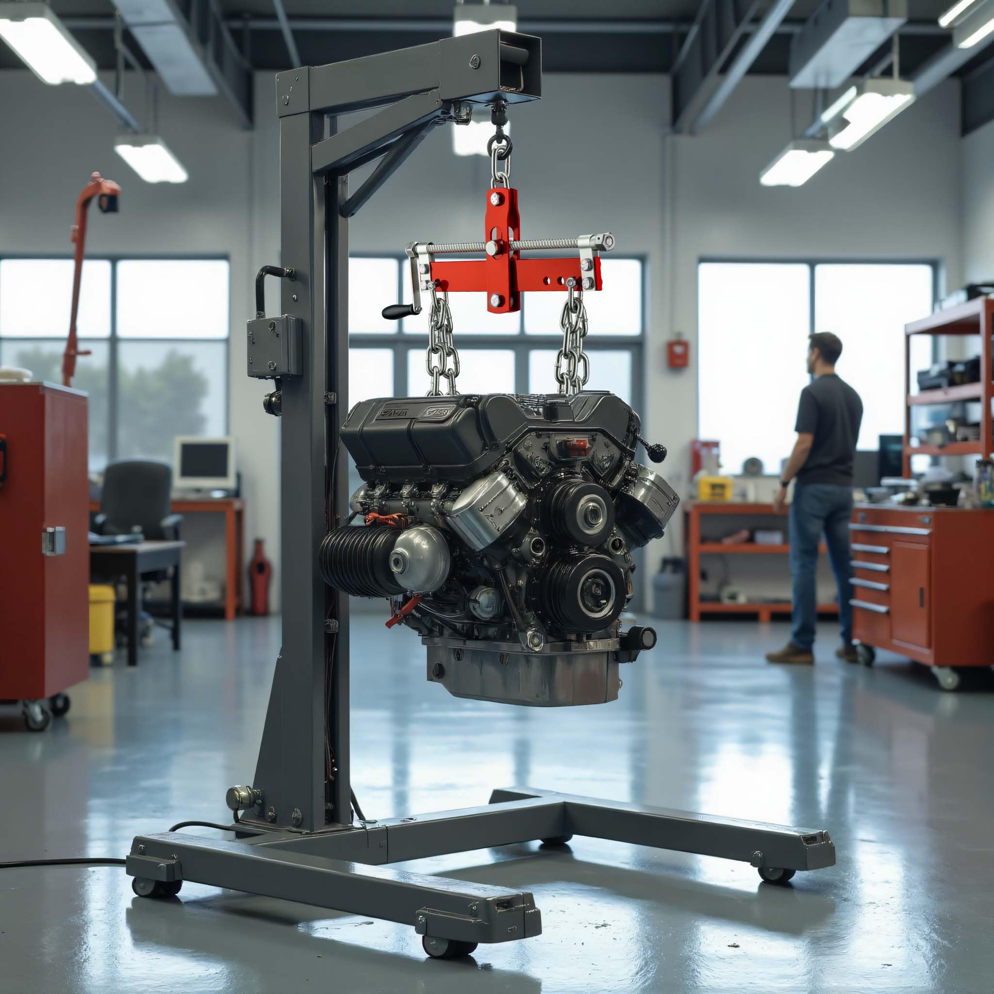WilTec 900kg Équilibreur Charge Grues Atelier Positionnement Levage Moteur Traverse Balancier Garage