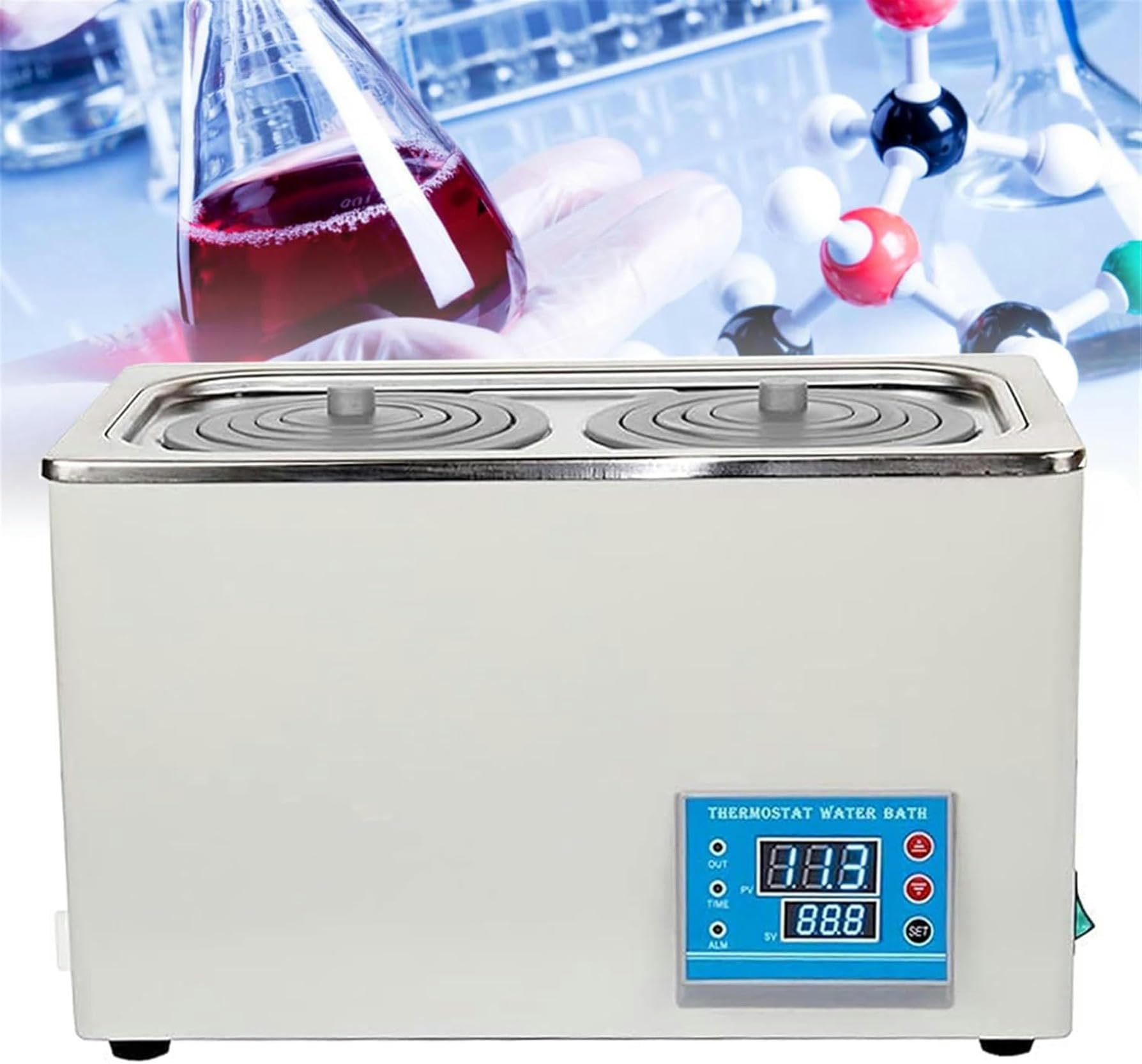 Baño María digital de laboratorio a temperatura constante, calentador de agua eléctrico de 600 W, baño María de laboratorio a temperatura constante con calefacción científica, suministros para baños