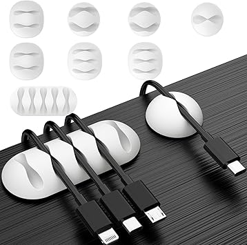 Amazon Dasbulk ケーブルホルダー ケーブルクリップ ケーブルフック ケーブルドロップ 電線 配線アクセサリー 固定 オフィス 寝室 デスク 机 車インパネ コード まとめる 充電ケーブル 整理整頓収納 片づけ オーガナイザー Tpu製 強力粘着 両面テープ 多孔径 10個入り