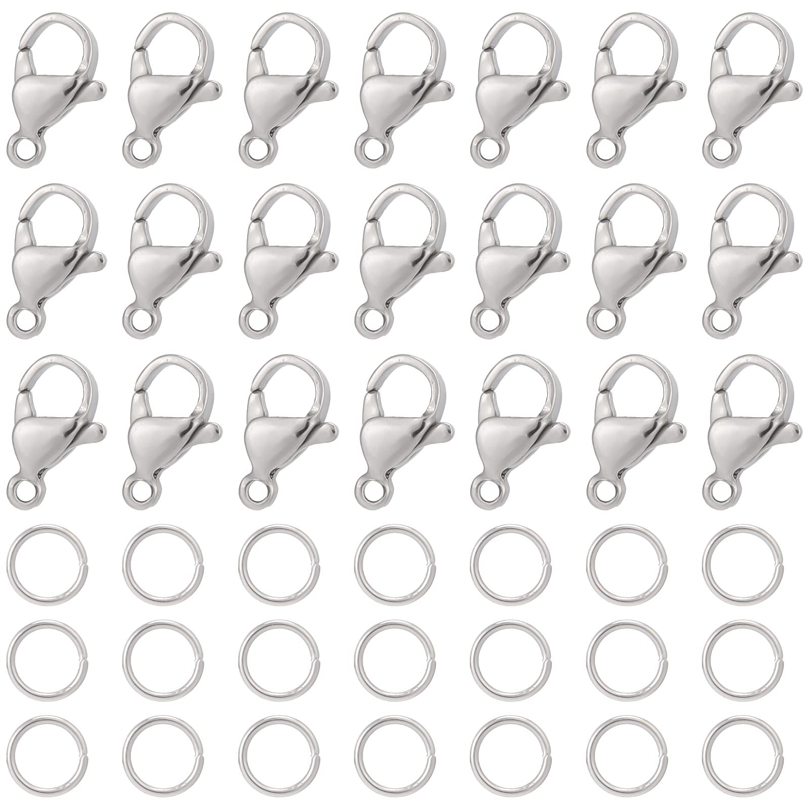 SUNNYCLUE 1 Box 240Pcs Lobster Clasps Lobster Clasp Bulk 304 Stainless Steel Claw Necklace Bracelet Fasteners Hook for Jewellery Making Accessories DIY Craft Supplies