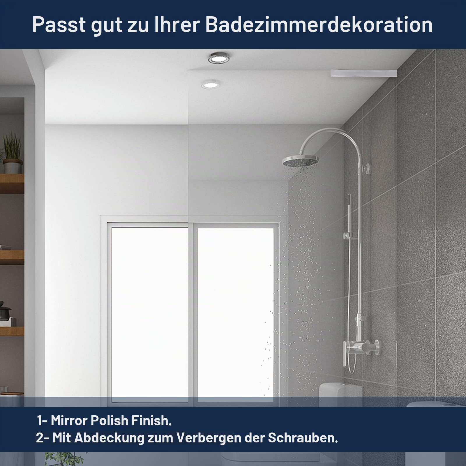 LukLoy Feste Glasstützstange, Rahmenloses zu Wandklemme, Duschstabilisator, L-Form, Montagehalterung, Kein Bohren (Glas Rechts)