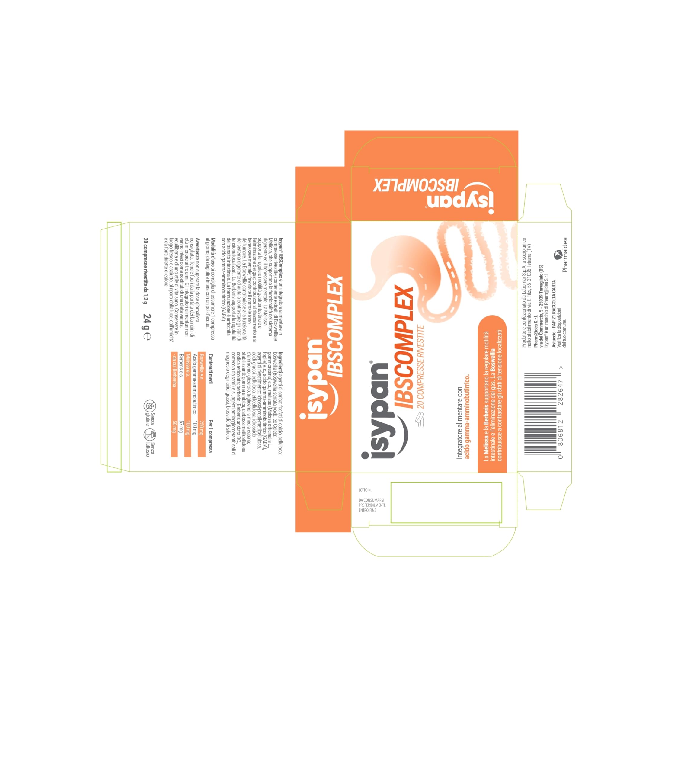 Isypan IBS Complex 20 Compresse – Integratore per Intestino Irritabile, Con Boswellia, Melissa e GABA, Supporto Digestione, Gonfiore e Benessere Intestinale