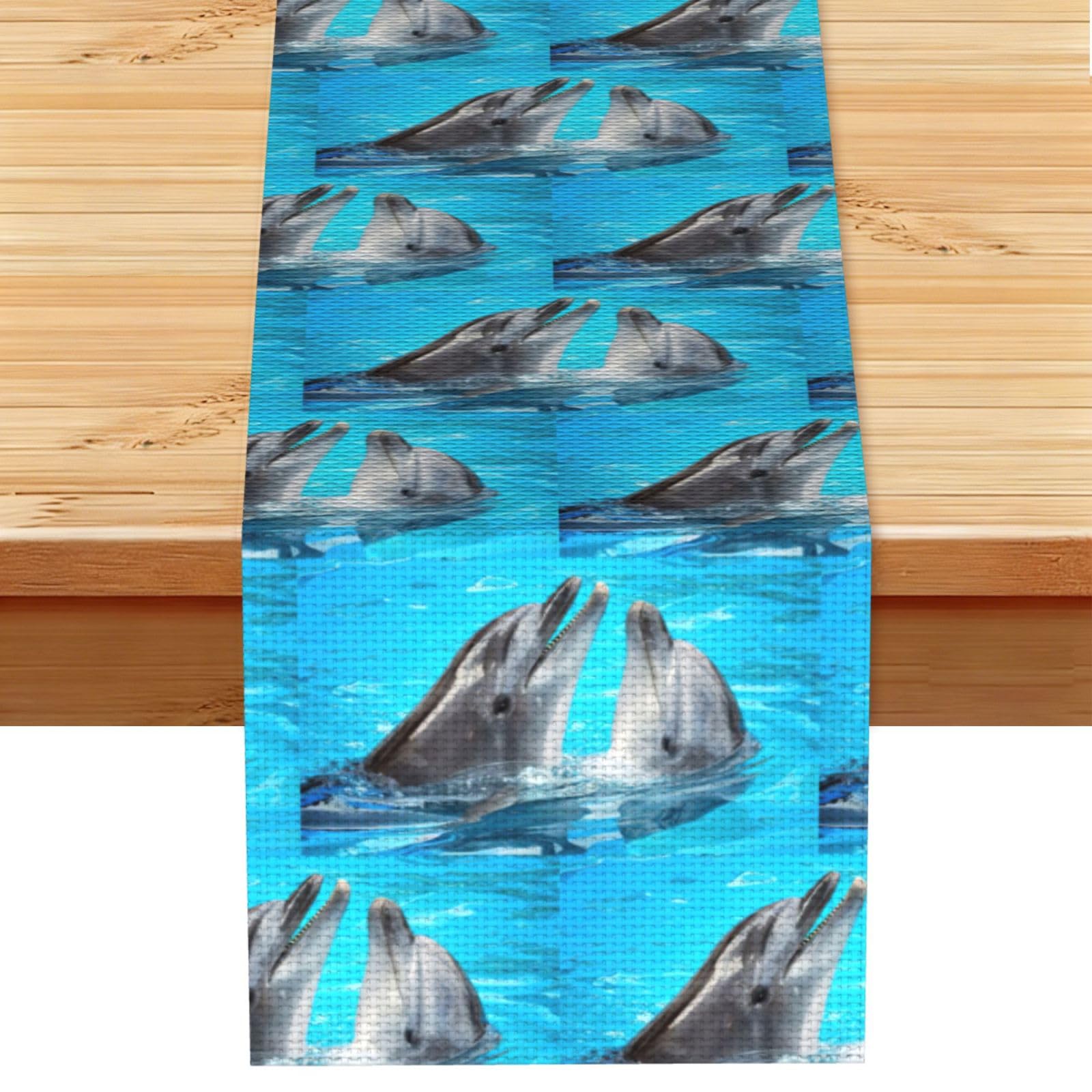 Cool dolphin Stylish Printed Table Cloth, Decorative Table Runner 13x72in for Home, Party and Banquet Home Decor