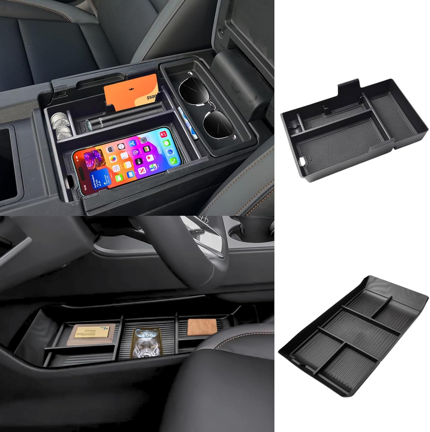 2PCS Center Console Organizer for 2024 2025 2026 Honda Prologue EV and 2024 2025 Acura ZDX Accessories, Floor Lower Center Console Organizer Tray Interior Armrest Insert Storage Box