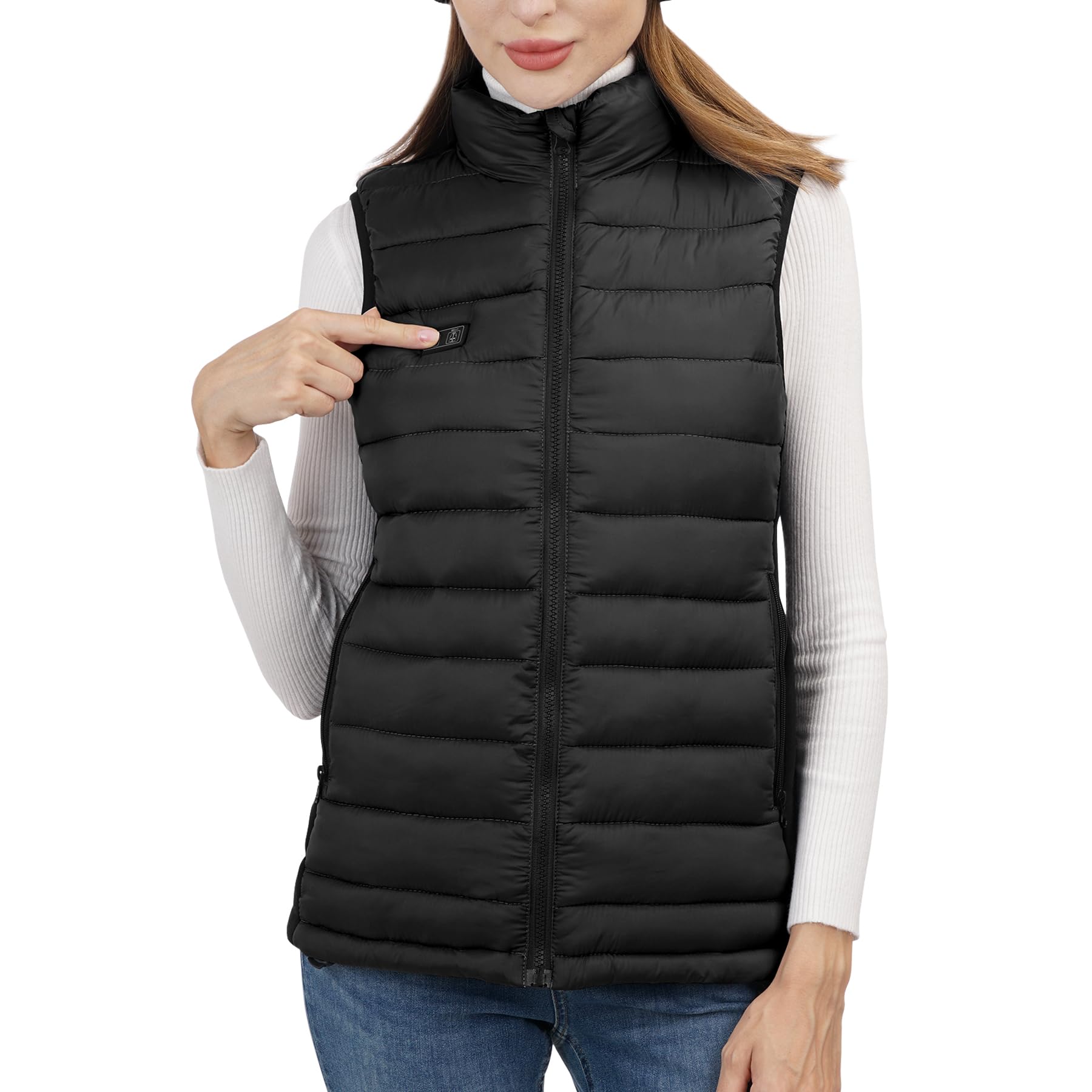 Loowoko Heated Vest for Women with Battery Pack Included, Rechargeable Heated Jacket Coat Electric Heating Vests for Winter: Black Medium