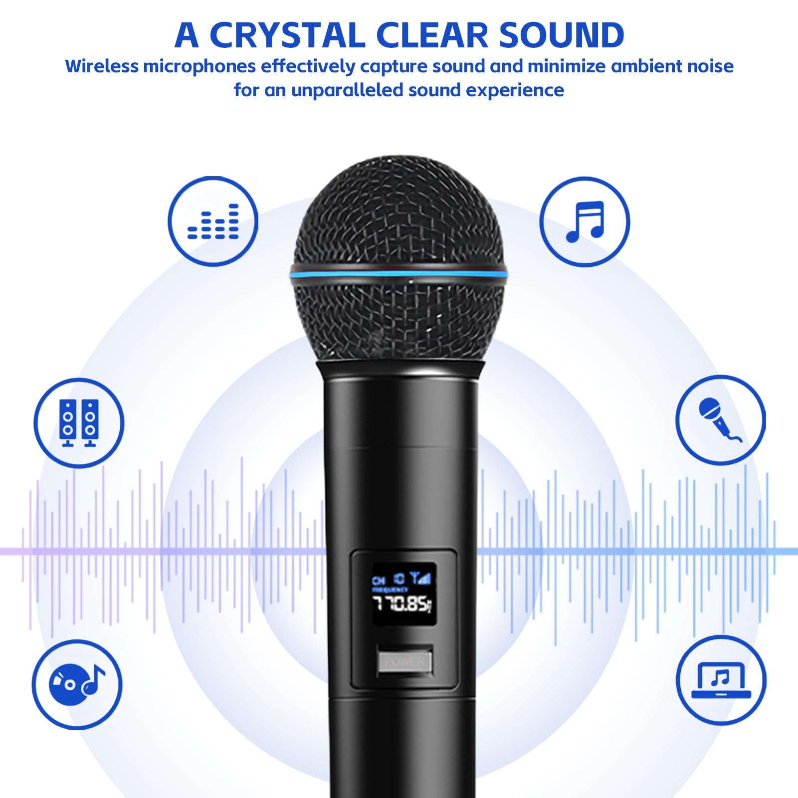 Microphone Sans Fil,Double Portable Micros Dynamiques Avec Récepteur Rechargeable,Micro Dynamique A Main Double,Microphones A Main Sans Fil Pour Karaoké,Fête,Réunion
