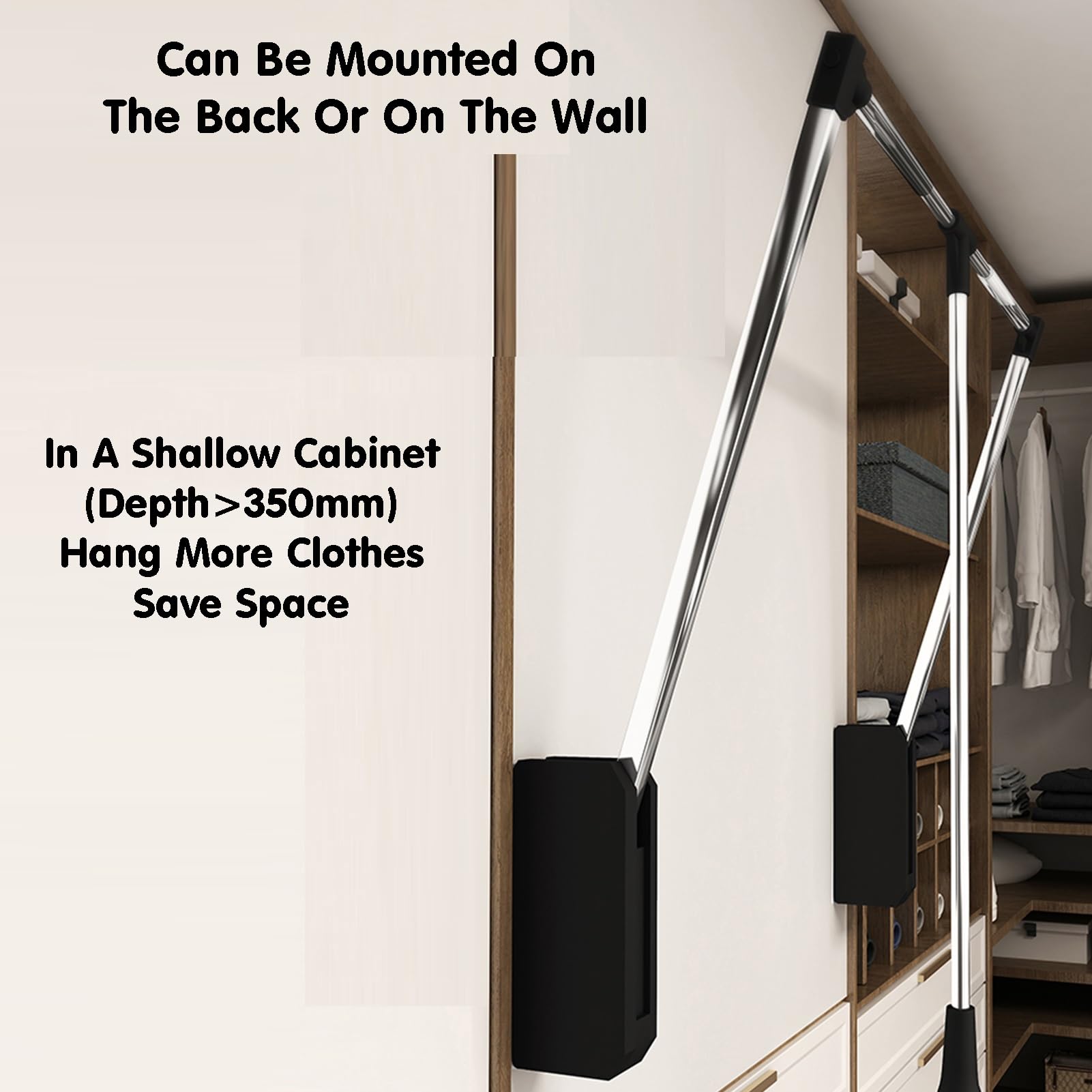 Asta Appendiabiti Estraibile, Asta Appendiabiti Sollevabile, Portaoggetti In Acciaio For Riporre I Vestiti, Portata 40 Kg, For Guardaroba Da Camera Da Letto(66-89cm)
