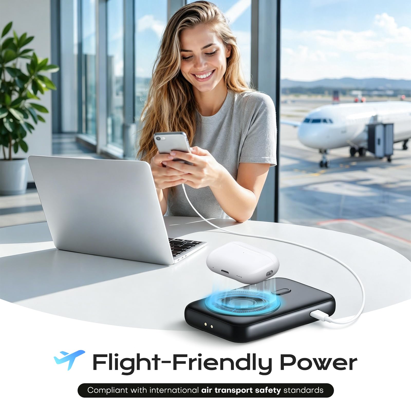 Power Bank Stacja ładująca 10000mAh, 3 porty, 22.5W PD QC Fast Charge, Powerbank z wbudowanymi kablami USB-C/Lightning/Micro, 15W Wireless, do iPhone Samsung Android, podróżny zestaw ładowania