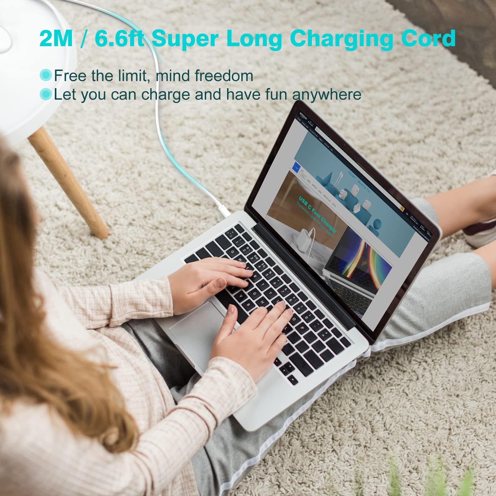 Caricatore 96W Alimentatore USB C Compatibile con MacBook Pro 16/15 / 14/13 pollici, MacBook Air 2020/2019 / 2018, 2024 iPad Pro/Air M2/M4, Caricabatterie Rapido, Cavo USB C a C 2M