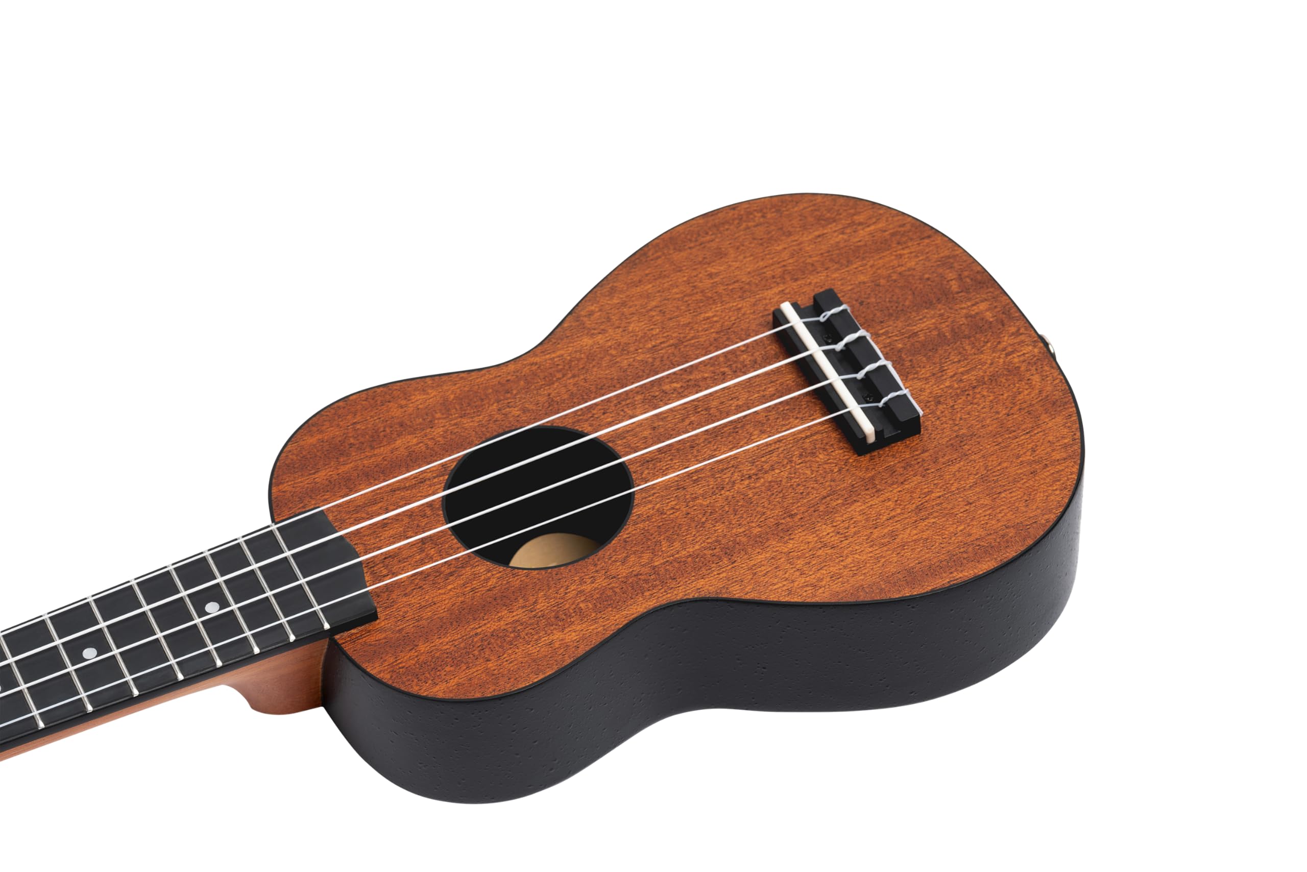 Ortega Guitars Ukulélé Soprano acoustique - modèle gaucher - Keiki K2 - Kit de démarrage incluant Accordeur, Courroie, 5 Médiators Medium et Sac à cordon - acajou (K2-MAH-L)
