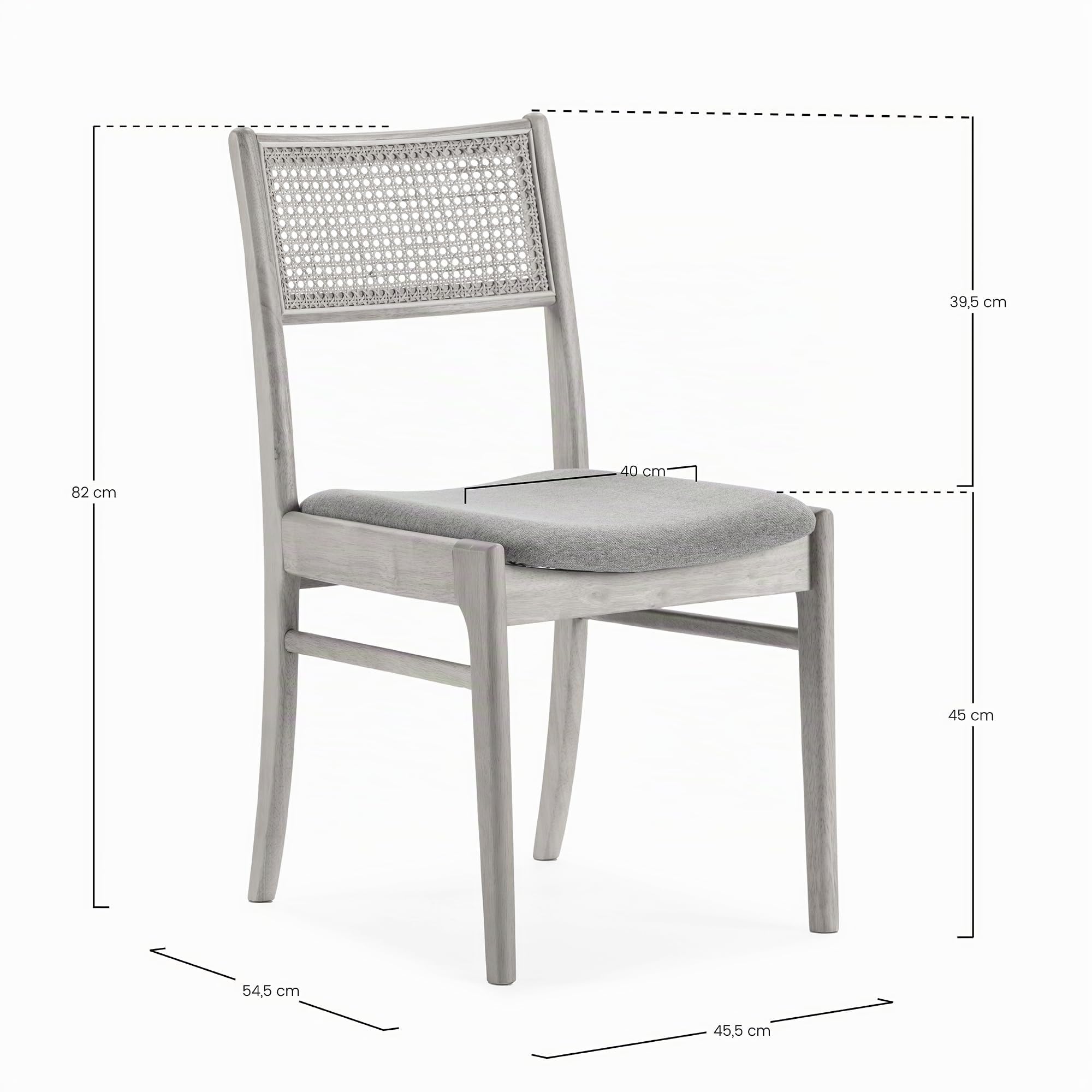 HOMN LIVING Pack 2 sillas Vilma Color Roble, Madera Maciza y ratán Natural, 45,5 cm (Ancho) 54,5 cm (Profundo) 82 cm (Alto)