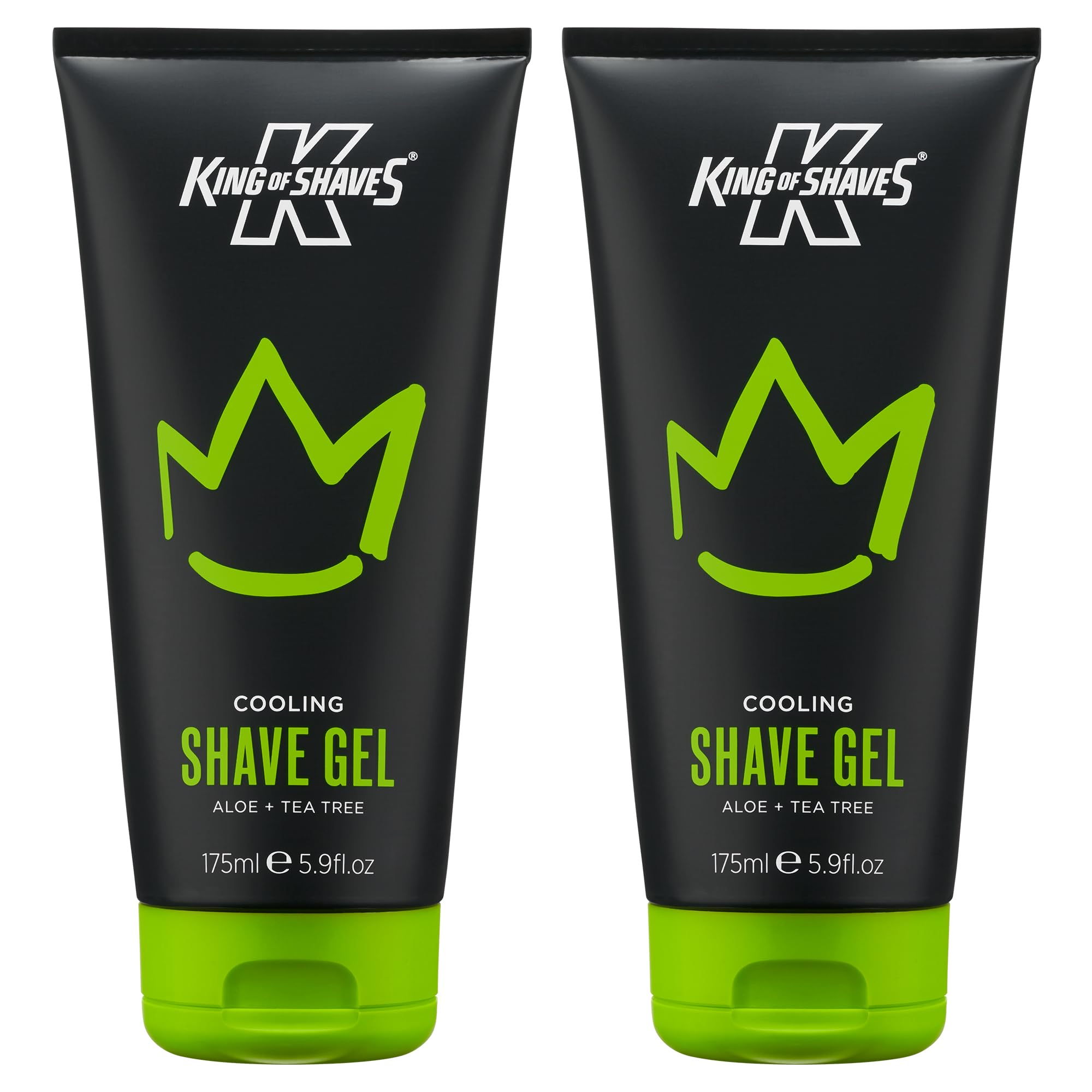 King of Shaves Cooling Shave Gel for Men Aloe Tea Tree 2 x 5.92 fl oz | Clear Low Foam Gel with Aloe Vera and Tea Tree. Precision Beard Shaping. Vegan