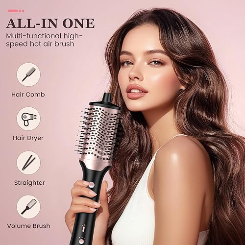 Miniatura 2 de slopehill Cepillo secador de pelo, cepillo de aire caliente con motor de alta velocidad de 100,000 RPM, secador de pelo iónico y voluminizador con