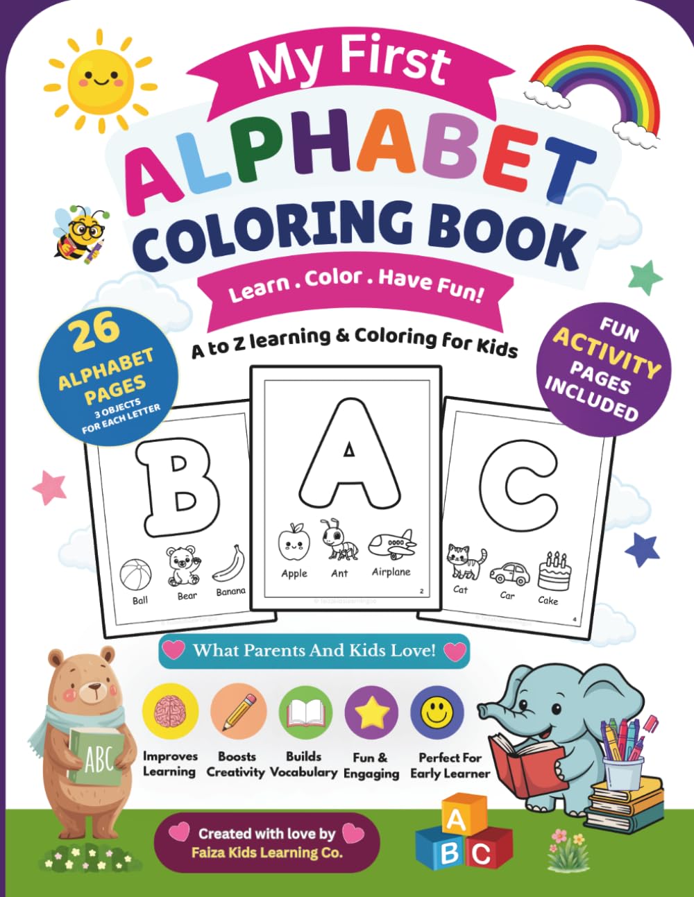 My first Alphabet Coloring Book: Learn ABC with Fun Coloring Pages and Simple Words for Kids
